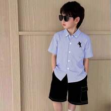 Practical Versatile Striped Lapel Short-Sleeved Shirt