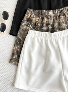 3pcs Tween Girl Casual Knit Solid Shorts